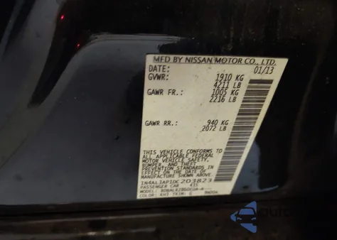 2013 Nissan Altima 2.5 S from USA, damaged, VIN 1N4AL3AP1DC203823